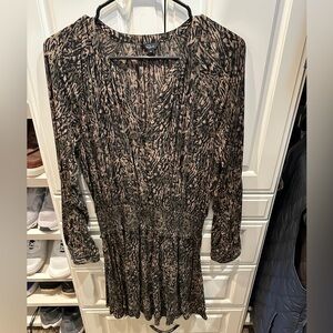 Rails Zana long sleeve smocked mini dress animal print size Medium - Mint